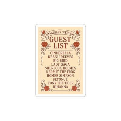 Imaginary Wedding Guest List Meme Sticker Pack | Trending
